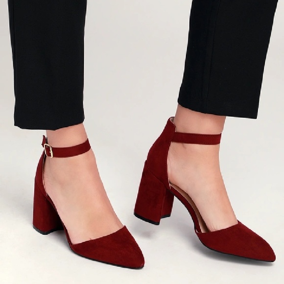 burgundy ankle strap shoes